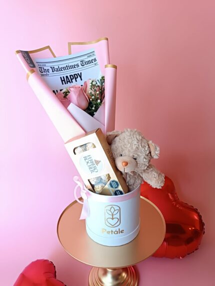 Box de rosas y peluche