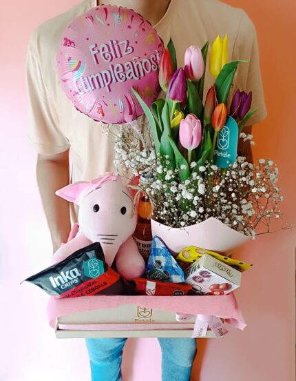 bandeja personalizada de tulipanes