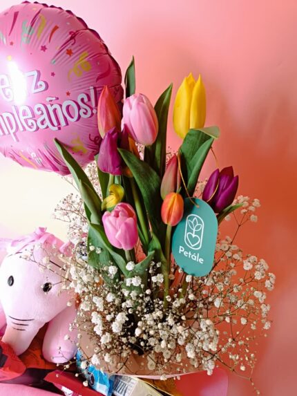 bandeja personalizada de tulipanes