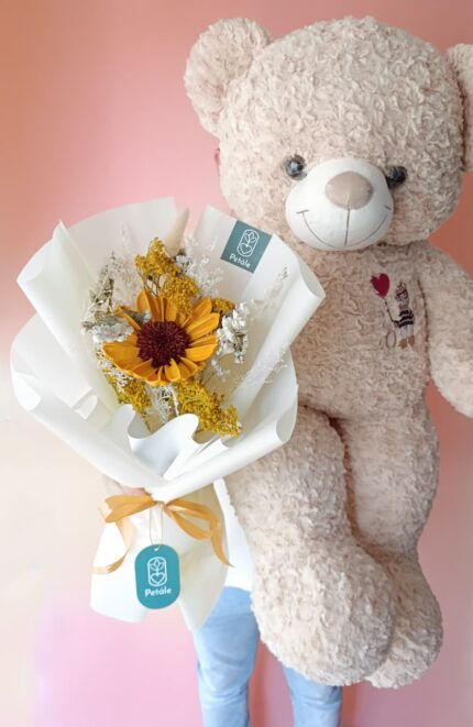 ramo eterno de girasoles y peluche xl